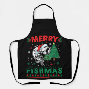 フィッシュメリー魚魚釣りパパフィッシャーマンクリスマス エプロン