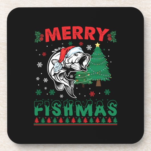フィッシュメリー魚魚釣りパパフィッシャーマンクリスマス コースター (正面)