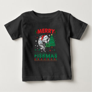 フィッシュメリー魚魚釣りパパフィッシャーマンクリスマス ベビーTシャツ