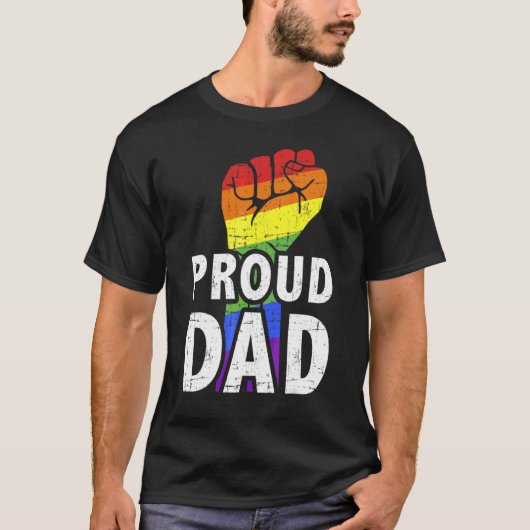 フィッシュレインボー誇りを持ったパパゲイプライドLGBTQ父の D Tシャツ (正面)