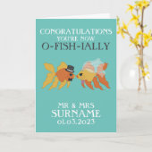 フィッシュ結婚テーマおめでとうカード カード (黄色い花)