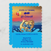 フィッシュ魚座誕生日/2月19日~3月20日 招待状 (正面/裏面)