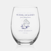 フィッシュ魚釣りフィッシャーマン飲み物用品カクテル ステムなしワイングラス (正面)