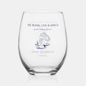 フィッシュ魚釣りフィッシャーマン飲み物用品カクテル ステムなしワイングラス (裏面)