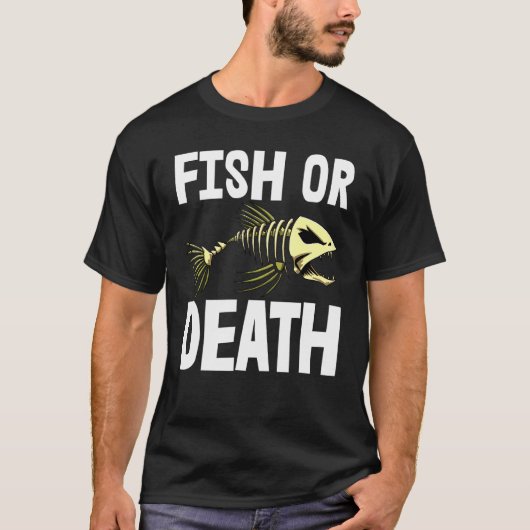 フィッシュ・オア・デス S スケルトン 魚の骨 Tシャツ 鋭い歯 (正面)