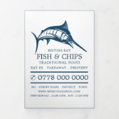フィッシュ&チップショップレストランメニュー三つ折フライヤー 三つ折り招待状 (カバー)