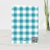 フィッシュ&ティール(緑がかった色)ギンガムバルーン第1誕生日 カード (裏面)