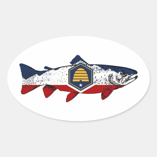 フィッシュ ユタ トラウト 楕円形シール (正面)