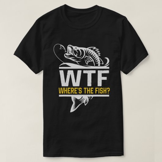 フィッシュWTFメンズの魚釣りTおもしろいシャツはどこだ –  Tシャツ (デザイン正面)