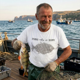 フィッシングは私を幸せにします 面白いクロスワード フィッシュ Tシャツ