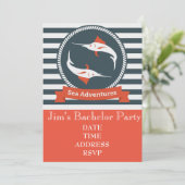 フィッシングをテーマにした海の男の卒業パーティ 招待状 (スタンド正面)