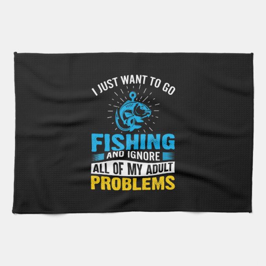 フィッシングアート 私はただ釣りをしたい キッチンタオル (横)