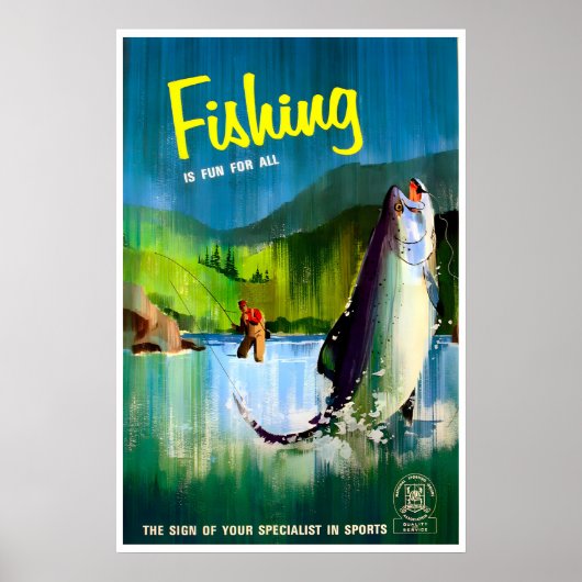 フィッシングアート 釣り人 ギフト ヴィンテージポスター プリント (正面)