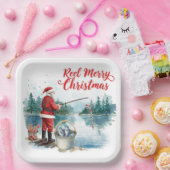 フィッシングサンタ クリスマス テーマ ペーパープレート (パーティー)