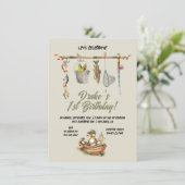 フィッシングダックの洗濯ひも誕生日パーティー 招待状 (スタンド正面)