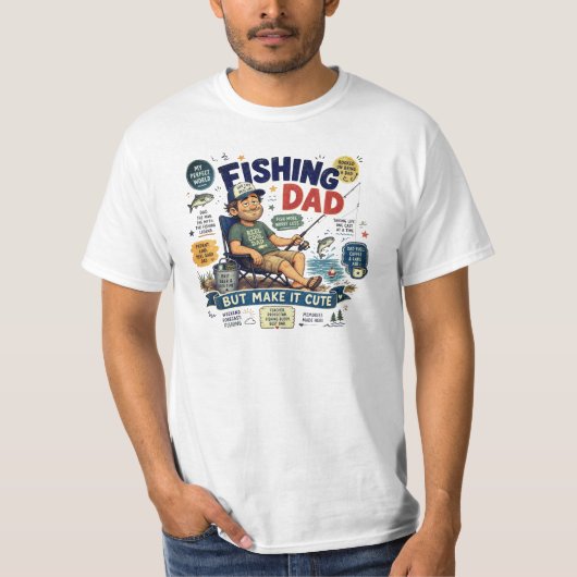 フィッシングダッド 楽しい 釣り好き お父さん Tシャツ (正面)