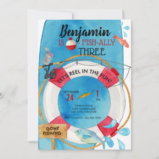 フィッシングバースデー 招待状 (正面)