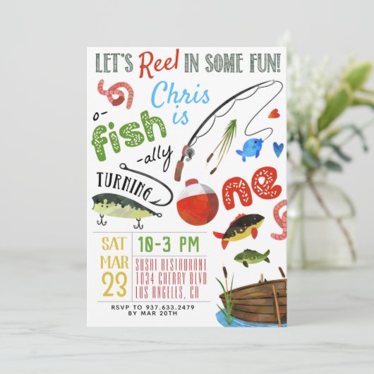 フィッシングファーストバースデー 招待状 (スタンド正面)