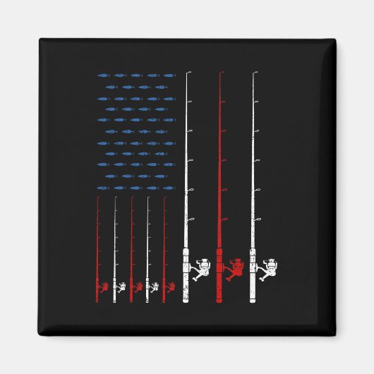 フィッシングロッド アメリカ国旗 マグネット (正面)