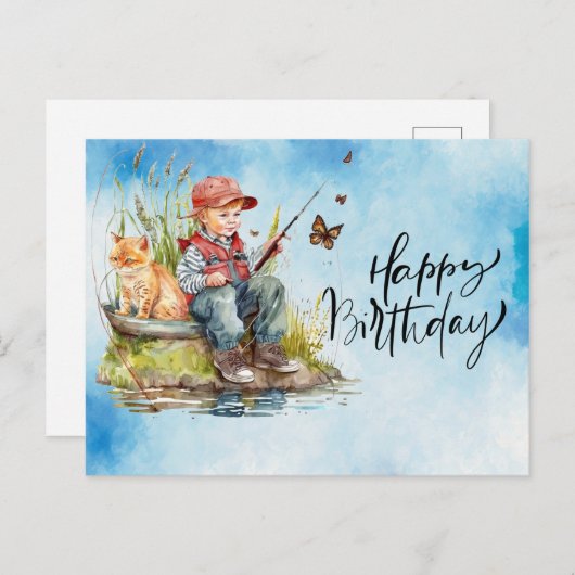 フィッシング愛好家の誕生日 ポストカード (正面/裏面)