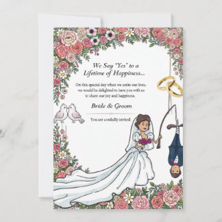 フィッシング新婦の結婚式招待状 - カートゥーンB 招待状