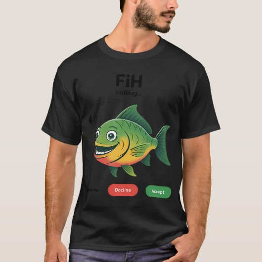 フィッシング電話の着信拒否受け入れ面白い釣り電話 Tシャツ (正面)