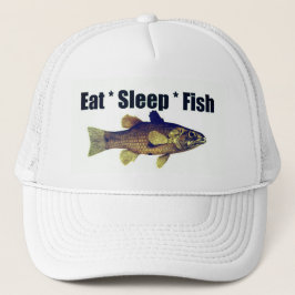 フィッシング キャップ - Eat Sleep Fish トラッカーズハット ホワイト