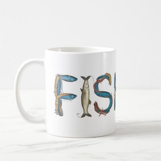フィッシング テキスト コーヒーマグカップ (左)
