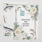 フィッシング ラバーズをテーマにした Save the Date 招待状 (正面/裏面)