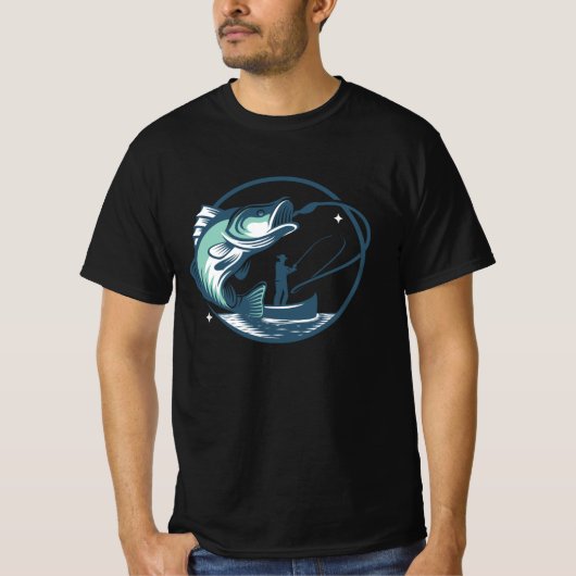 フィッシング - “The Reel Deal” カスタマイズ可能な釣り人 Tシャツ (正面)