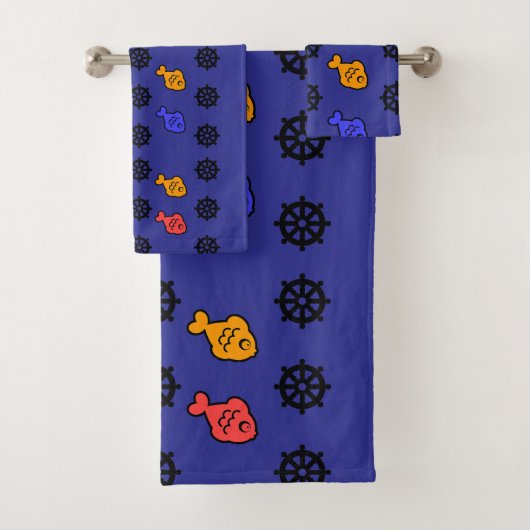 フィッシー ホイールズ キッズ ブルー バスタオルセット (インサイチュ)
