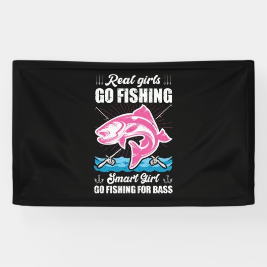 フィッシ頭が切れるャーガールズゴー魚釣り 横断幕 (横)