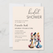 フィッスタイリッシュカラフルティングドレスウーマンブライダルシャワー 招待状 (正面)