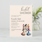 フィッスタイリッシュカラフルティングドレスウーマンブライダルシャワー 招待状 (スタンド正面)