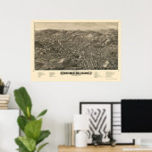 フィッチバーグ、MAパノラママップ – 1882 ポスター (ホームオフィス)