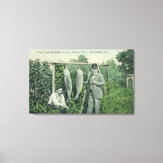 フィッチー山の近くに漁師の姿 キャンバスプリント (正面)