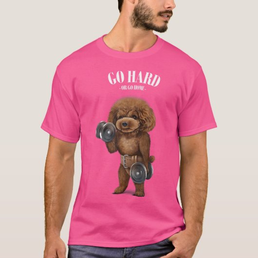 フィッツでダンベルを使った犬のポードル筋訓練 Tシャツ (正面)