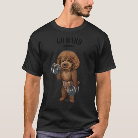 フィッツでダンベルを使った犬のポードル筋訓練 Tシャツ (正面)