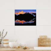 フィッツ・ロイ・グループ氷河湖に反映 ポスター (キッチン)