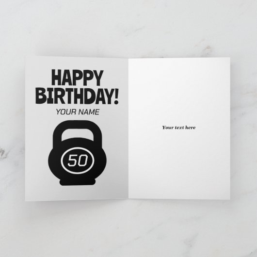 フィットおもしろいガール用50番目の誕生日カード カード (内部)