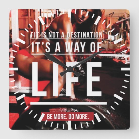 フィットは目的地ではない。人生の道 – ジム スクエア壁時計 (正面)