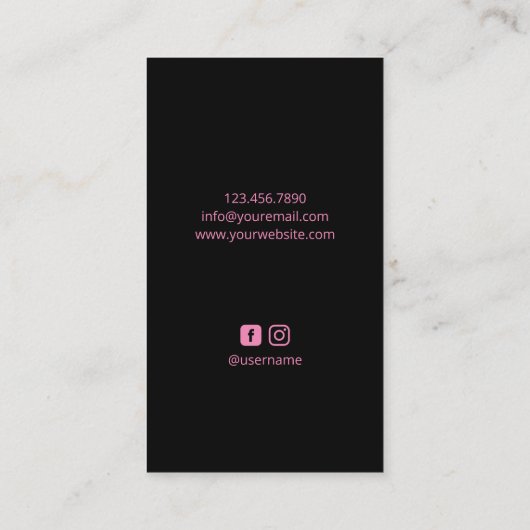 フィットガールパーソナルトレーナーブラック&ピンクフィットネス 名刺 (裏面)