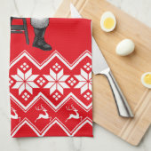 フィットネスおもしろいクリスマスイフツマスバルベルサンタジム キッチンタオル (四つ折り)