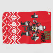 フィットネスおもしろいクリスマスイフツマスバルベルサンタジム ゴルフタオル (横)