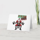 フィットネスおもしろいクリスマスバイクルーズバーベルサンタ サンキューカード (正面)