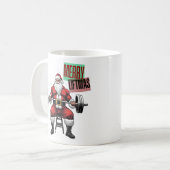 フィットネスおもしろいクリスマスリフトマスバルベルサンタ コーヒーマグカップ (正面左)