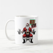 フィットネスおもしろいクリスマスリフトマスバルベルサンタ コーヒーマグカップ (左)