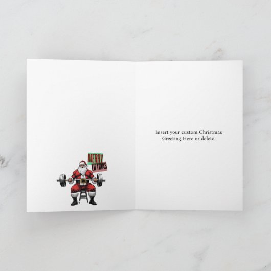 フィットネスおもしろいクリスマスリフトマスバルベルサンタ サンキューカード (内部)