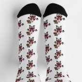 フィットネスおもしろいクリスマスリフトマスバルベルサンタ ソックス (上部)