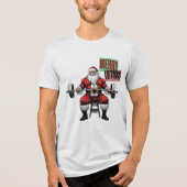 フィットネスおもしろいクリスマスリフトマスバルベルサンタ トライブレンドTシャツ (正面)